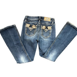 Miss Me Rose Pink Flower bootcut jean 29